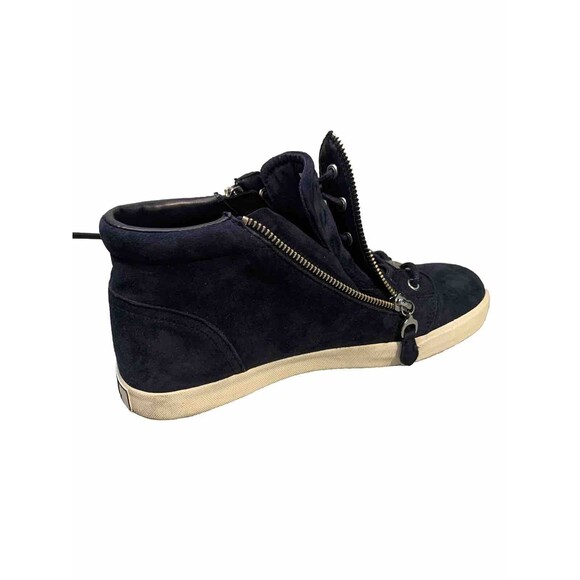 LRL Ralph Lauren Reace Leather Duel Zipper Mid top Sneaker Sz 8B Shoes 13297 F18 - Picture 8 of 9